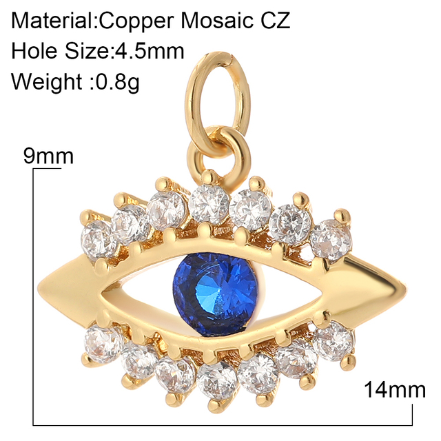 Greek Eye gold Pendant Charms for Diy Earrings Keychain Necklace Bracelet Evil Blue Eye Charms for Jewelry Making Supplies