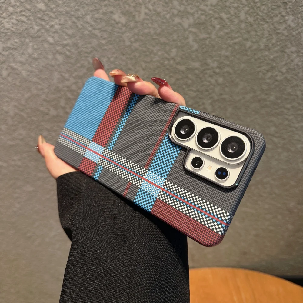Carbon Fiber Texture Phone Case with Wireless Charging and Alloy Lens Protection