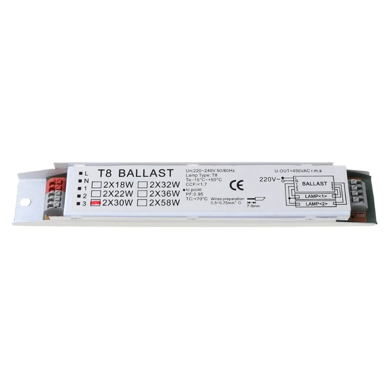 Electronic Ballast T8 2x18/30/58W Compact Electronic Ballast Instant Tube Desk Lights Fluorescent Ballasts for Home Office Supplies