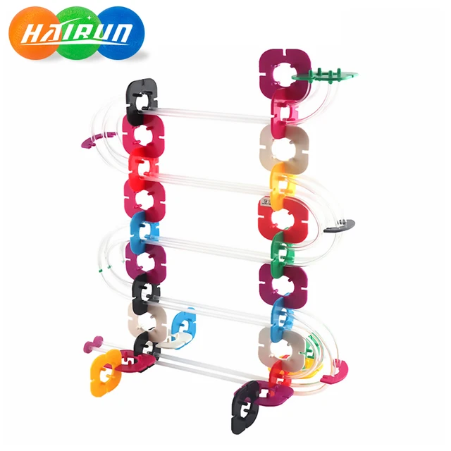 Kid's DIY Marble Run Track Building Blocks Toys Science Experiment Making Ball Build A Slide Race Track Model Set For Boy Gift 1