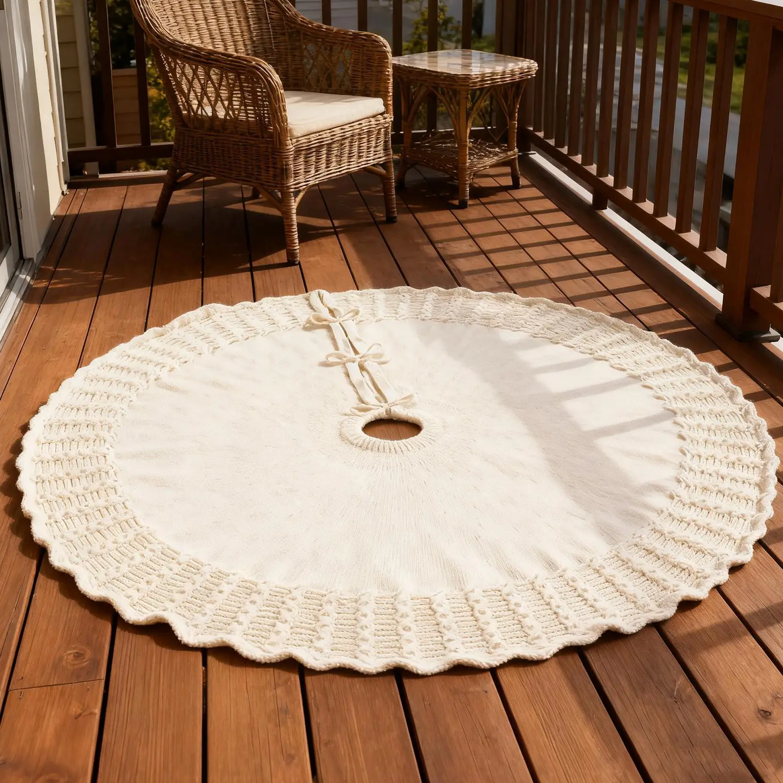 Christmas Tree Skirt Fan-Shaped Trim Aesthetics Rustic Christmas Tree Skirts For Indoor Outdoor Yard Garden Dormitory Hotel
