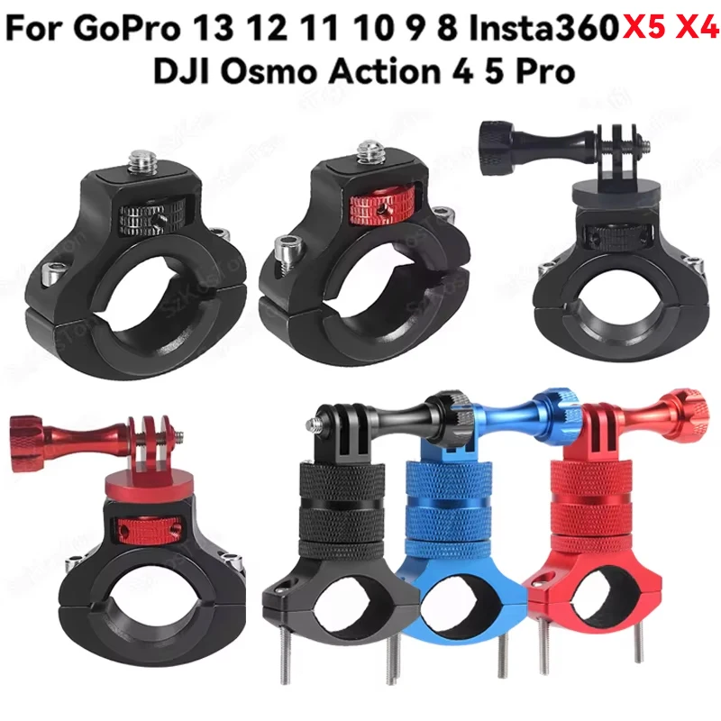 Screw Metal Cycling Bike Mount Motorcycle Handlebar Holder for GoPro 13 12 11 10 9 8 Insta360 X5 X4 DJI Osmo Action 5 Pro 4 1/4 bicycle handlebar mount