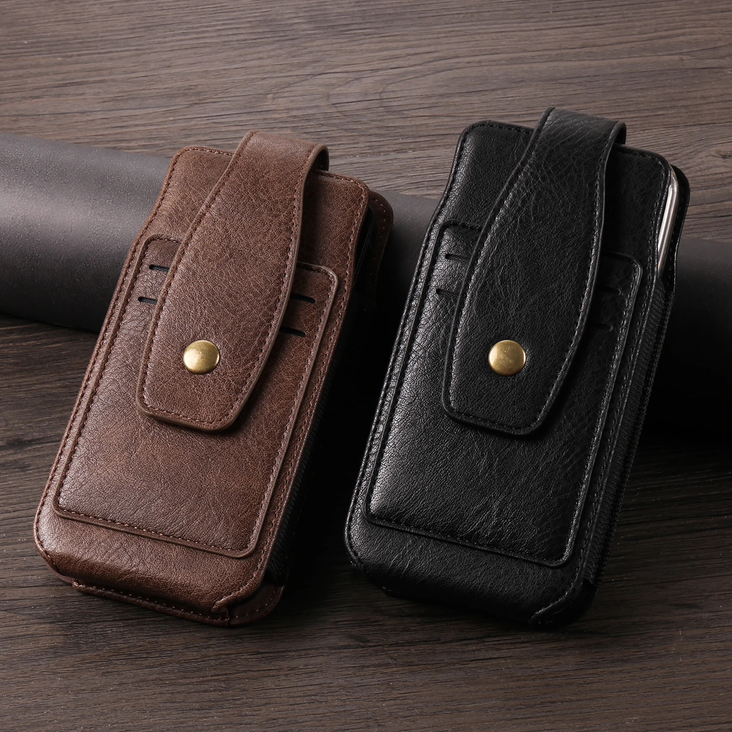 Genuine Leather Belt Clip Phone Case Holster Pouch - Men's Waist Bag