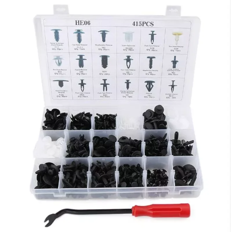 

Car Fastener Clip Mixed Kit Plastic Push Fixed Pin Threaded Rivet Clips for Car Door Trim Body Bumper Panel Auto Repair Parts