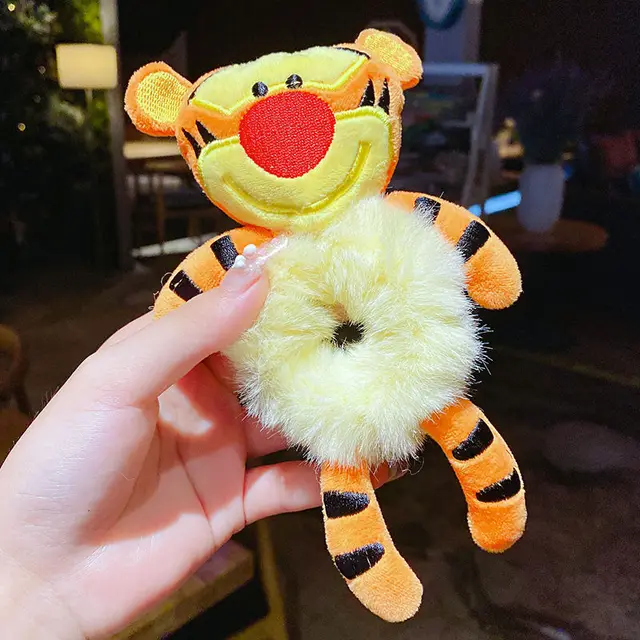 Plush Hair Band Animal Cute Bear Elastic Ponytail Holder Accessories For Woman Girl Hair Tie Kawaii Plush Toy Scrunchie Animal 01 tiger