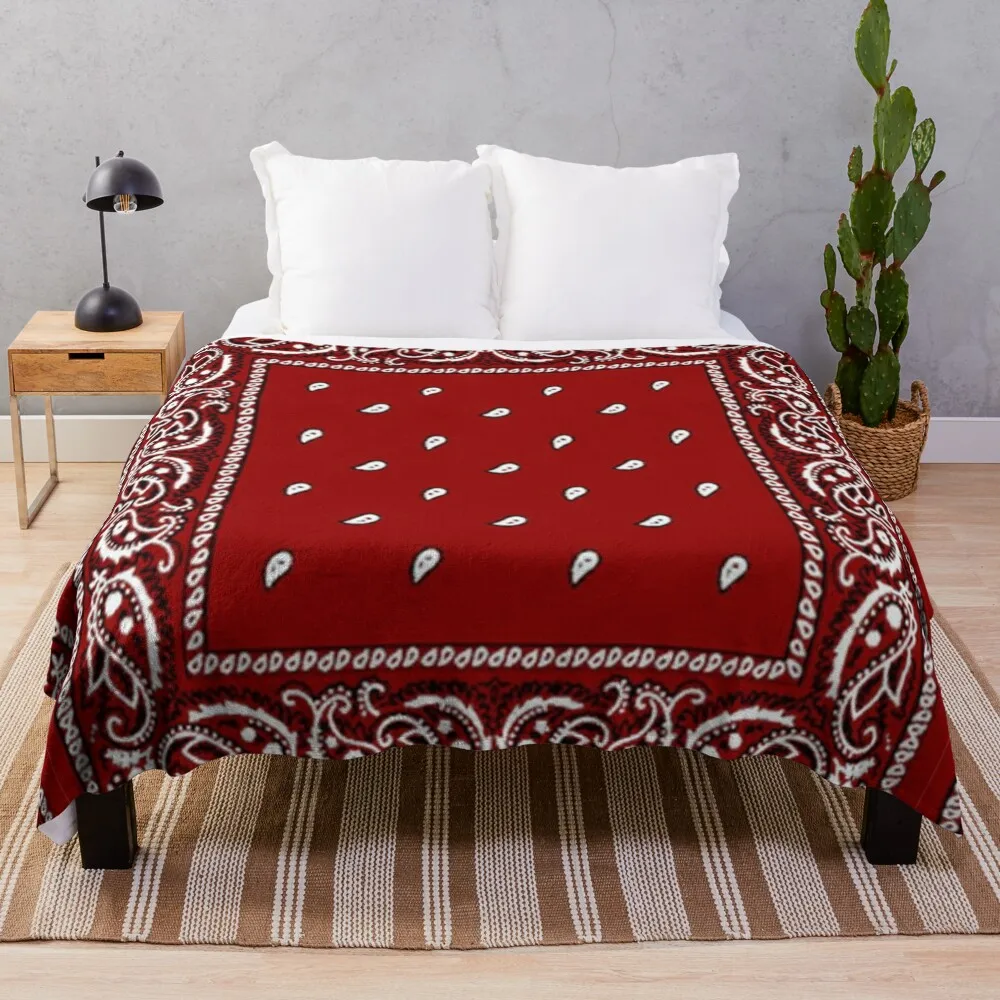 

Red bandana design Throw Blanket Bed linens Plaid on the sofa Blankets