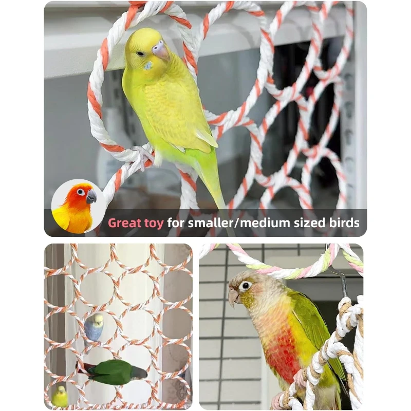 Climbing Bird Rope Net Toy Parrot Climbing Ladder Birdcage Rope Swing Suitable for Small, Medium and Small Birds or Rodents