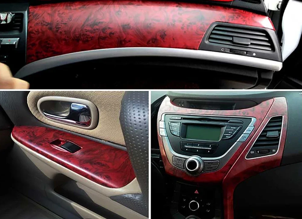 Detailed look at the texture of the wood grain car wrap
