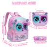 3PCS Cute Animal Backpack for Girls PU Leather Bookbag for Elementary School with Lunch Bag And PenBag 2