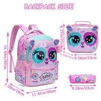 3PCS Cute Animal Backpack for Girls PU Leather Bookbag for Elementary School with Lunch Bag And PenBag 2