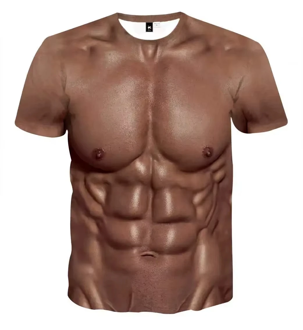 Muscle 3D T shirt Muscle Tattoo Print T shirt For Summer Beach Holiday Men Short Sleeve 3d Digital Printing Casual Tops