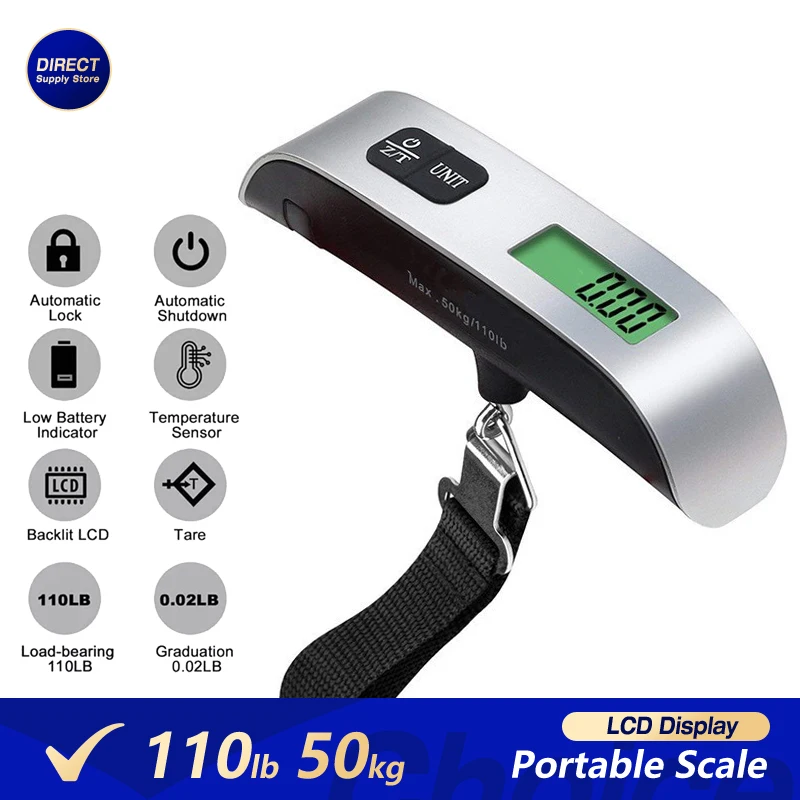 Portable Scale Digital LCD Display 110lb/50kg Electronic Luggage Hanging Suitcase Travel Weighs Baggage Bag Weight Balance Tool portable scale digital scale luggage scale luggage weight scale weighing tools hanging scale