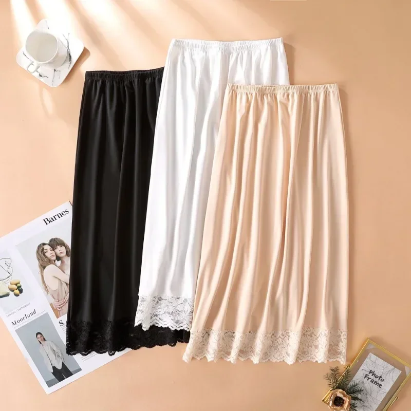 3 Lengths Basic Underskirt Modal Female Half Length Skirt Lace Slip Innerwear Short Skirt Women Half Slip Dress Long Petticoat