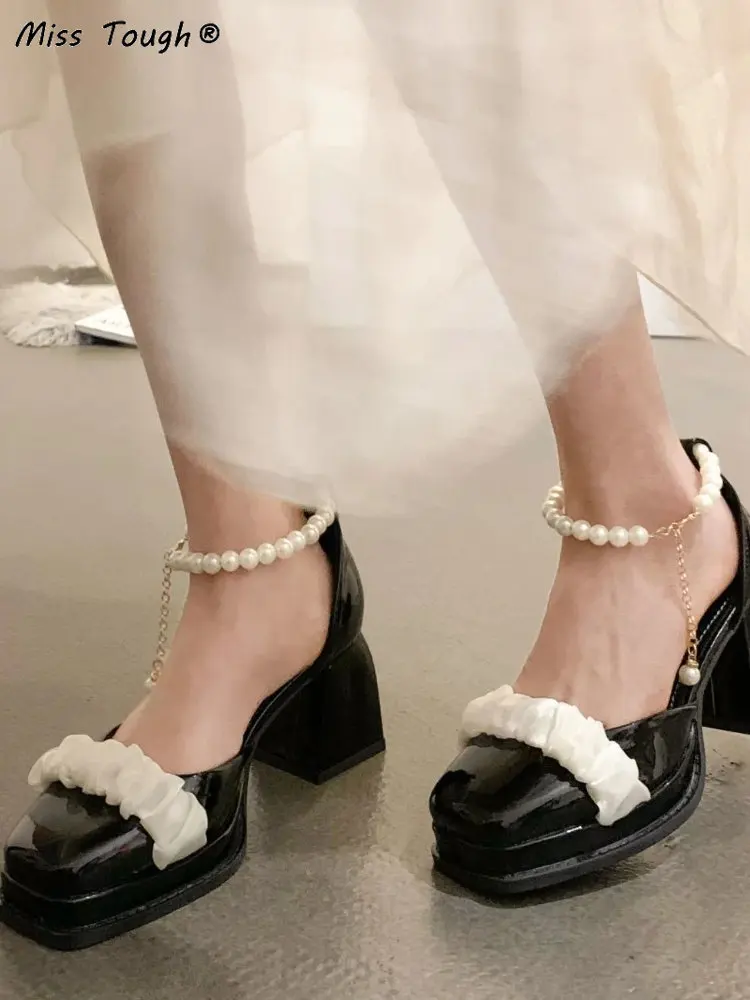 

Босоножки женские на высоком каблуке, с бусинами, в винтажном стиле