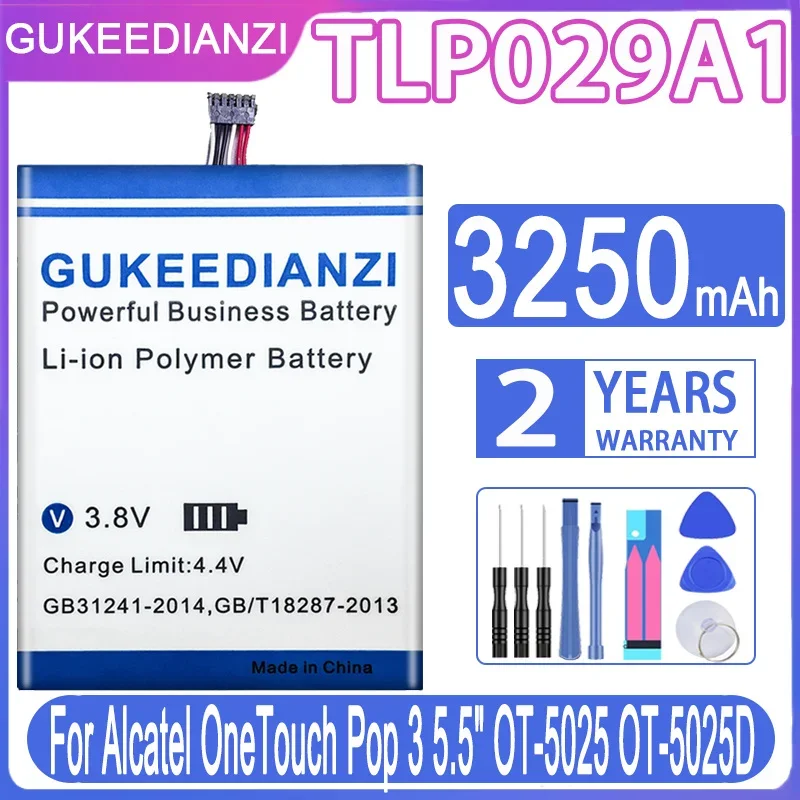 

GUKEEDIANZI 3250mAh TLp029A1 Battery For Alcatel OneTouch Pop 3 Pop3 5.5" OT-5025 OT-5025D Battery Batteria + Free Tools