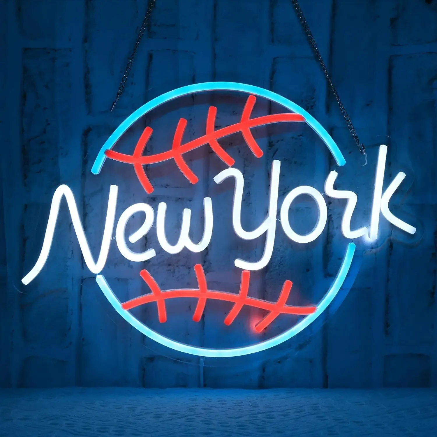 Baseball Neon Sign, New York USB Power Neon Sign, Baseball Room Wall Decor Suitable for Sport LED Store Sign Man Cave Bar