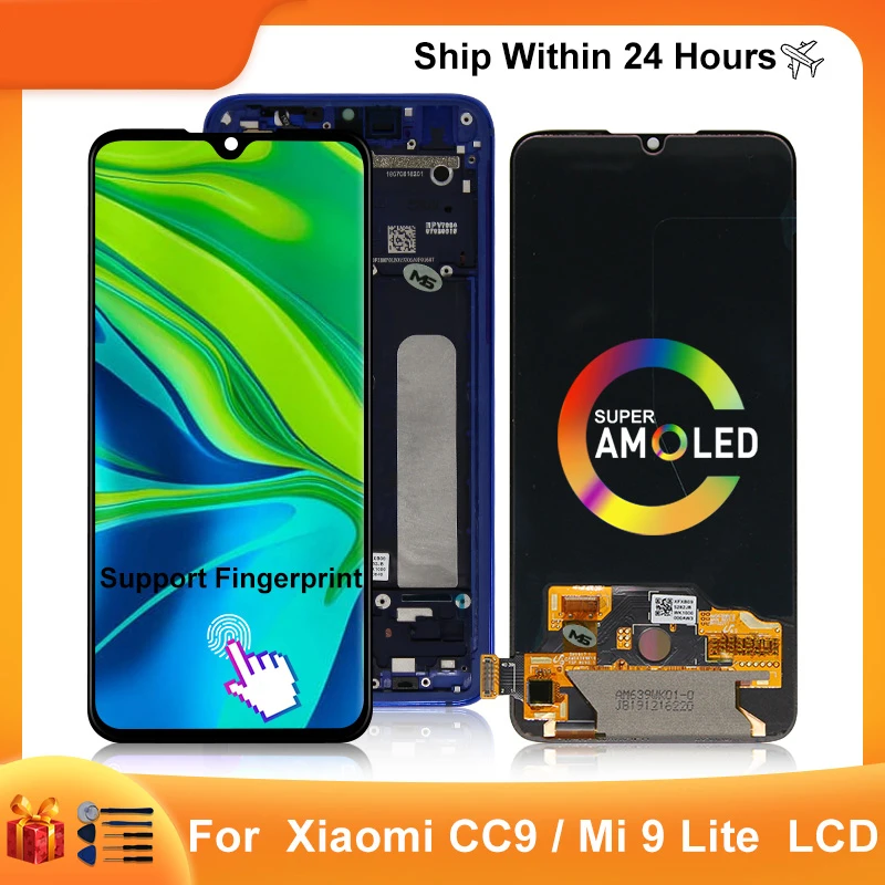 

6.39" AMOLED For Xiaomi MI CC9 LCD Display MI 9 Lite Touch Screen Digitizer For Xiaomi MI 9 Lite M1904F3BG LCD Replacement Part