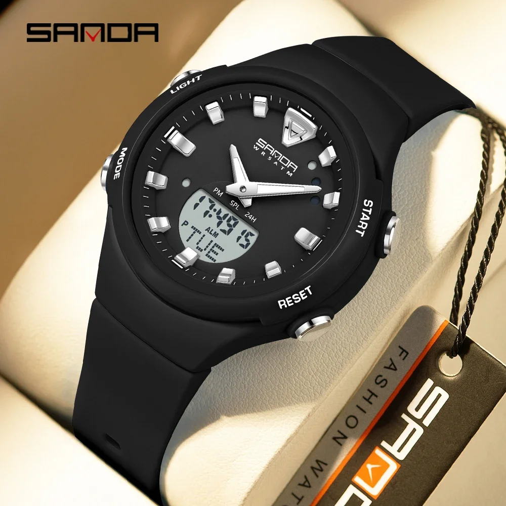 SANDA Men's Dual Display Luminous Sports Watch - Shockproof Fashion Electronic Quartz