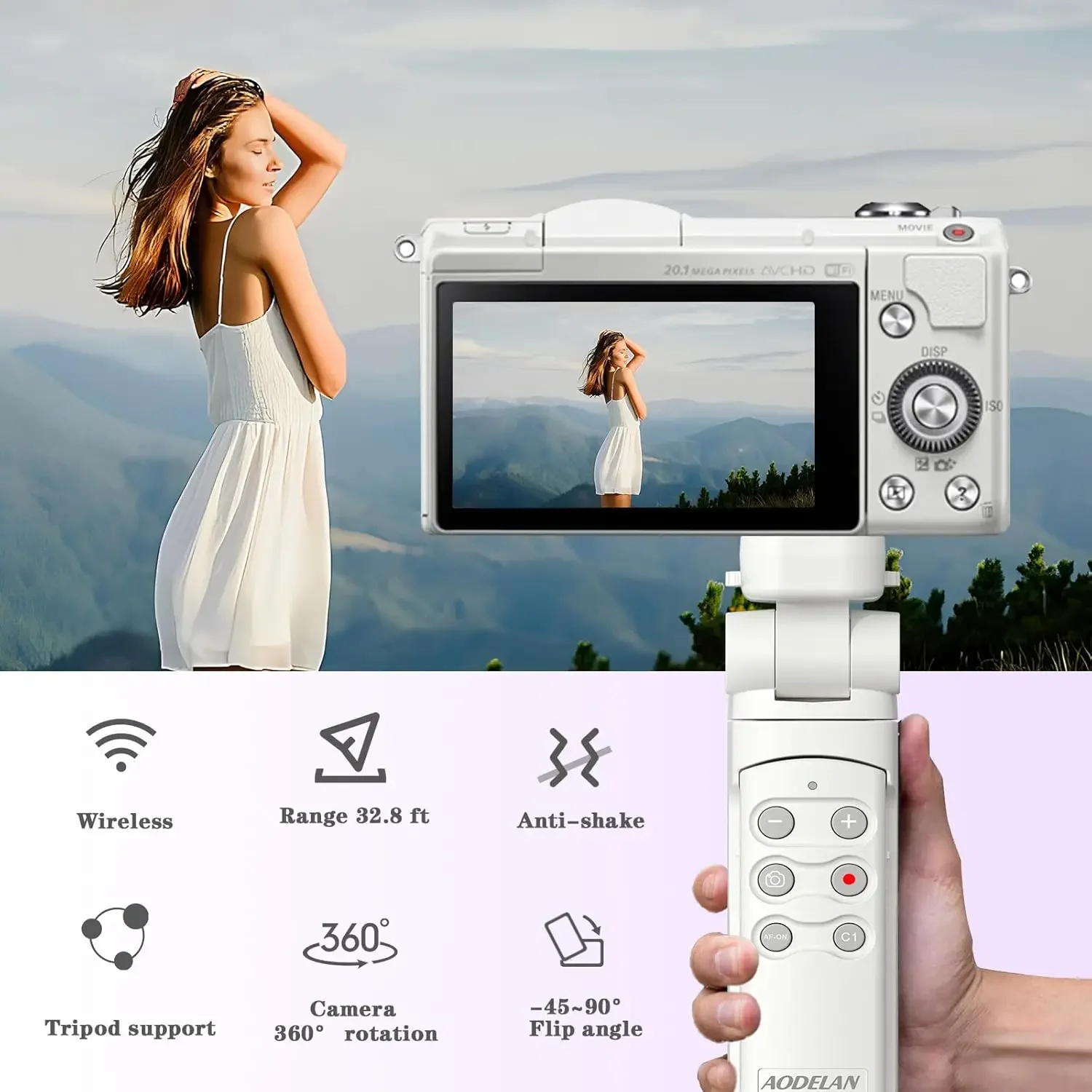 Camera Wireless Shooting Grip with Shutter Release Handle Mini Tripod For Sony ZV-E10II ZV-E1 ZV-1II A6700 A7IV A7RV A1 A9III camera remote shutter button,camera remote shutter release