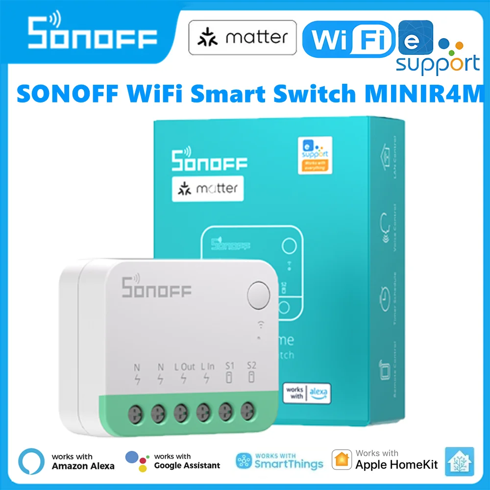 

Смарт-переключатель SONOFF MINIR4M MINI Extreme WiFi, умный дом, отсоединение реле, реле, управление голосом через EWeLink, Alexa Google Home