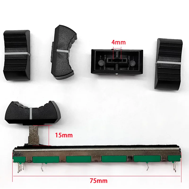 2Pcs Pioneer Potenziometro Scorrevole Push Rod B10K Pioneer Djm 400 500 600 Mixer Volume Push Rod Cappello Nero