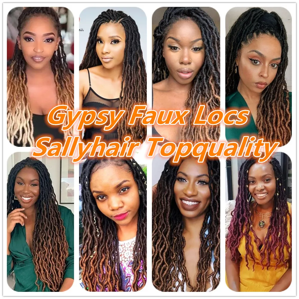 Sallyhair Faux Locs Curly Crochet Braids Hair Extensions 18 strands/pack Ombre Synthetic Braiding Hair 18inch