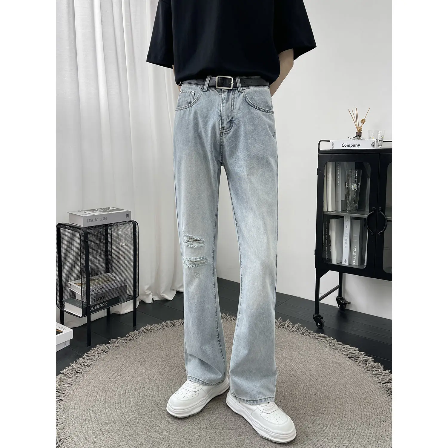 

2023 Cotton Stretch Jeans Men Casual Solid Color High Waist Mens Denim Pants Autumn High Quality Zipper Trousers for Men U26
