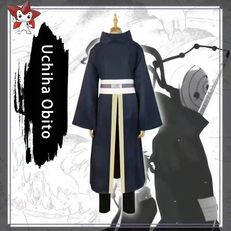 

Костюм для косплея Uchiha Obito из аниме «Тоби учих», маска, перчатка, ботинок, костюм темно-синего цвета, кимоно, ниндзя, боевой уинформир, одежда для Хэллоуина