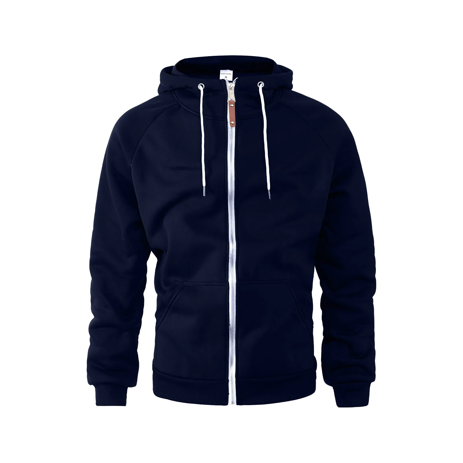 Mens Zip Up Hoodies Solid Color Loose Pockets Drawstring Sweatshirts Outdoor Sports Tracksuits Hooded Tops Trendy Cardigan Coat