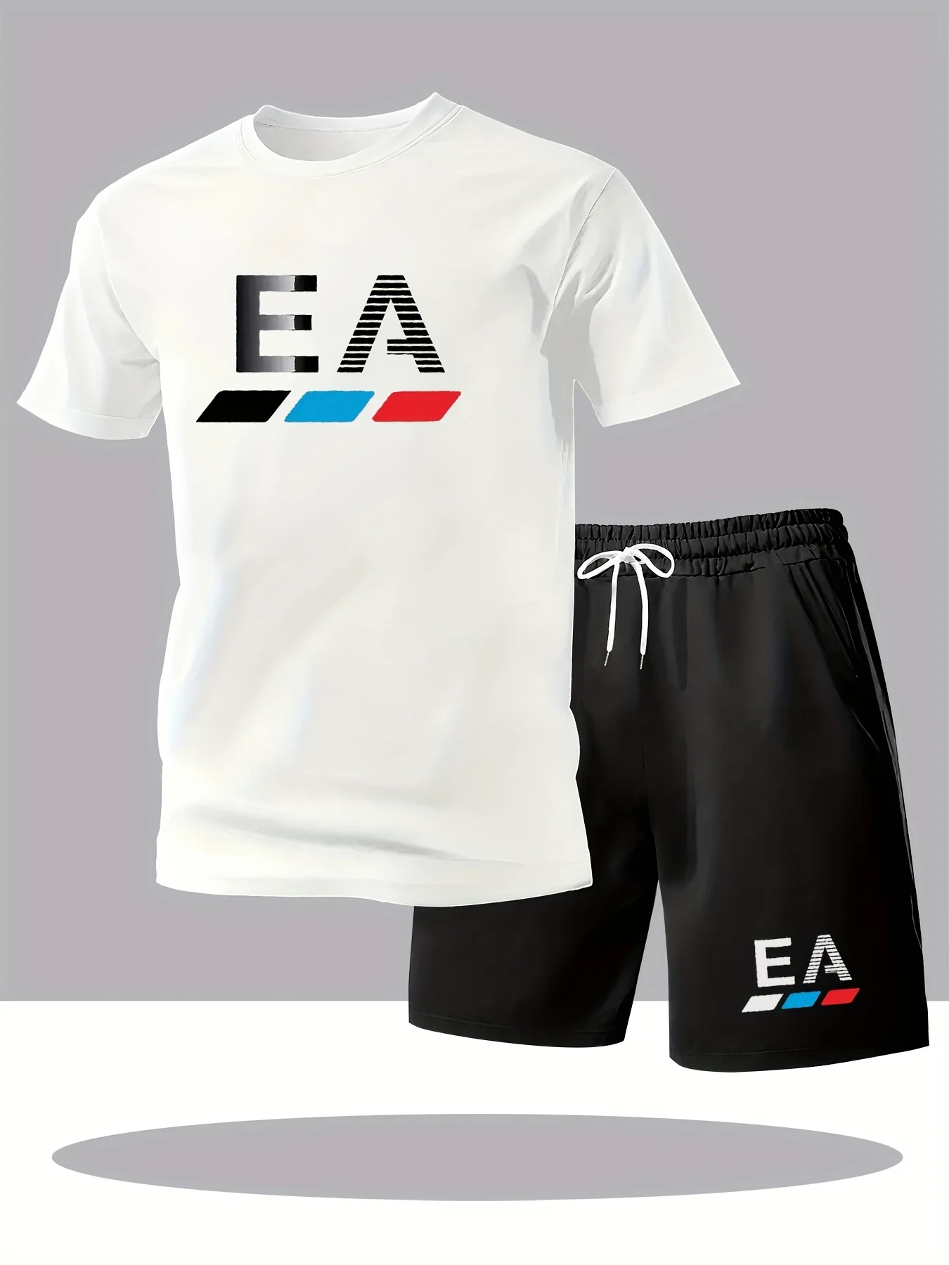 Men's Suit 2pcs Set Fashion Leisure Comfortable Set Men Including T-shirts Shorts Suitable Sports Fitness Activities Summer