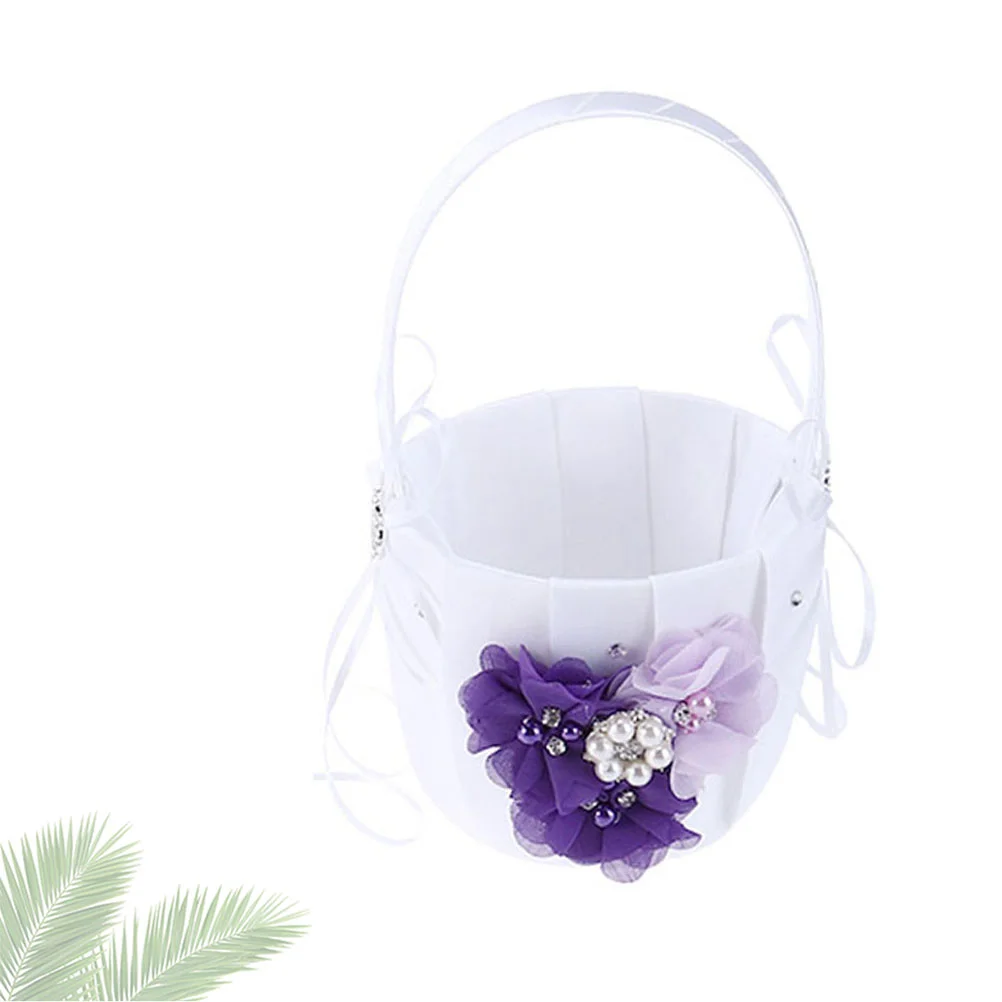 

1pcs Wedding Flower Girl Bride Basket Matrimony Processions Rose Petals Holder Ceremony Party Flower Girl Basket for Wedding