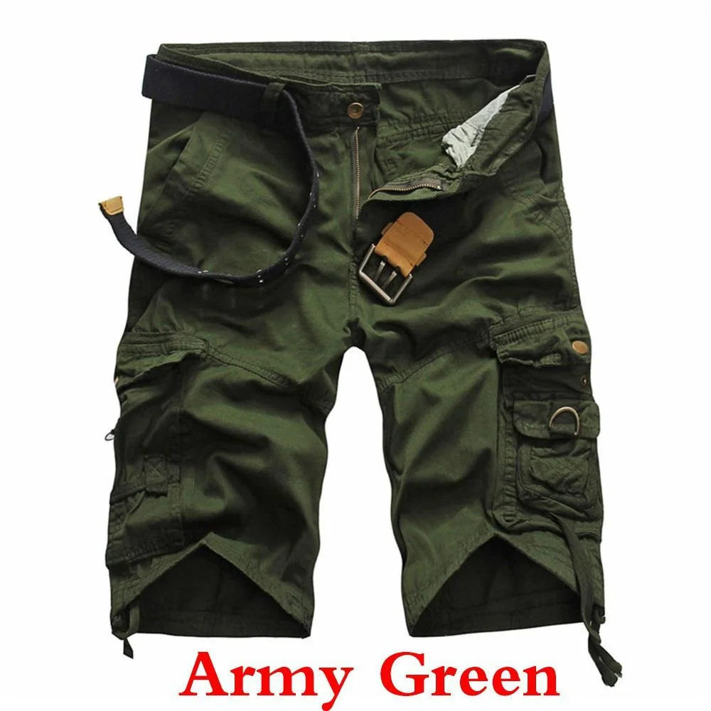 2024 High Quality Mens Camouflage Loose Shorts Solid Color Mid Waist Mens Work Street Casual Short