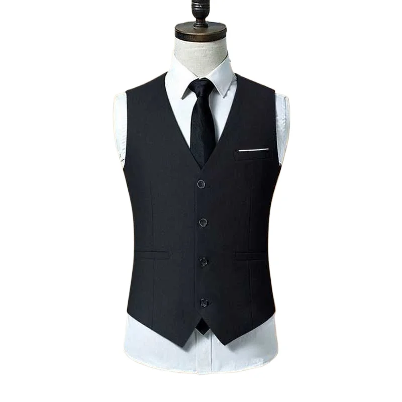 Men's Casual Business Vests Slim Fit Formal Business Vest Large Size Waistcoat for Suit or Tuxedo Wedding Formal Prom dress vests