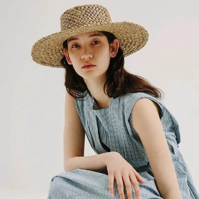 Wholesale Top Hand Woven Seaweed Women Sun Hats Natural Men Boater Hat Summer Beach Hat Derby Straw Hat Chapeu Sombrero Flat Cap 2