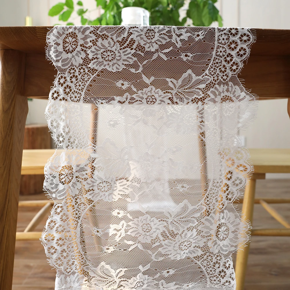 

35x300cm Vintage White Black Lace Floral Table Runner Table Cover Hotel Home Boho Birthday Wedding Party Banquet Decor Supply