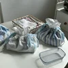 Blue Striped Drawstring Tissue Bag Storage Bag Napkin Paper Case Home Organizer Nordic Decoration Accessories For Livingroom 3