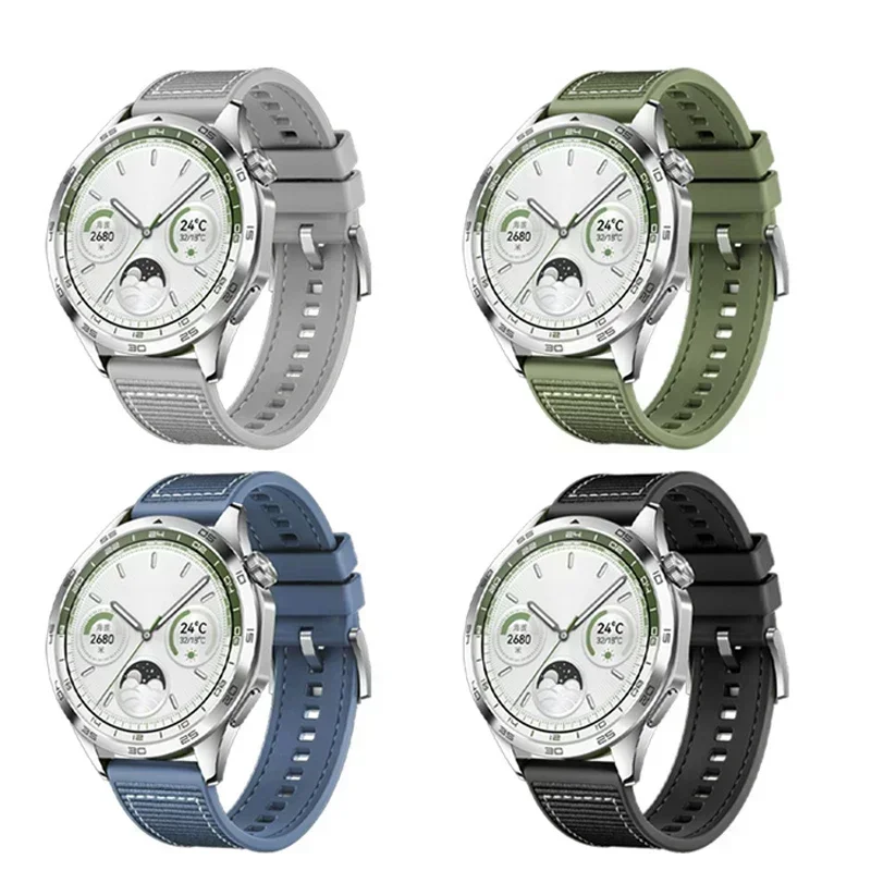 Universal 22mm Silicone & Nylon Woven Smart Watch Strap - Premium Design Bracelet