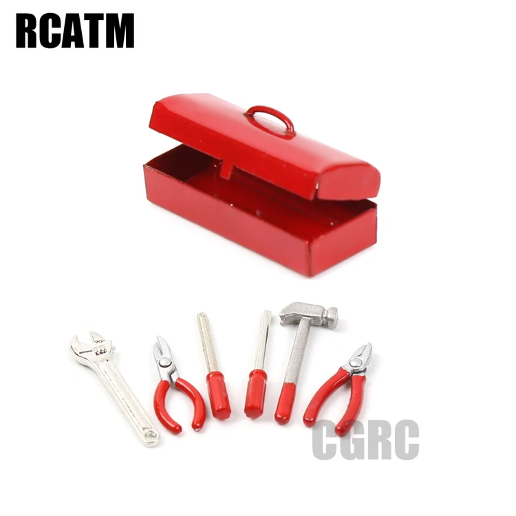 

Mini Hammer Wrench Tools Box for 1/10 RC Crawler Car TRX-4 Ford Axial SCX10 RC4WD D90 D110 TF2 DIY Decorative Accessories