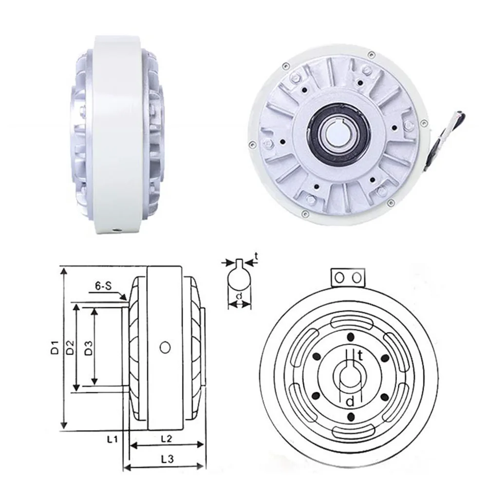 50Nm 1.8A Magnetic Powder Brake Hollow Shaft 5kg DC 24V 1000RPM Unwinding For Tension Control Continuous Sliding Simulated Load