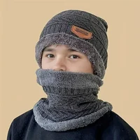 Enfants chaud tricoté chapeau écharpe ensemble enfants automne hiver chapeau doux tricoté Bonnet infantile enfants chapeau pour garçons filles 4