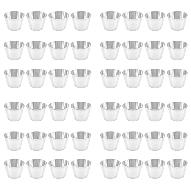 

96 Pack Stainless Steel Condiment Sauce Cups,Commercial Grade Dipping Sauce Cups,Ramekin Condiment Cups Portion Cups