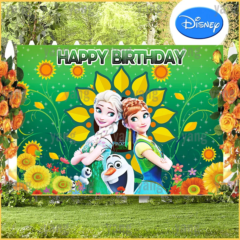 Disney Custom Cute Olaf Elsa E Anna Princess Birthday Party Frozen Fever Background Photography Background