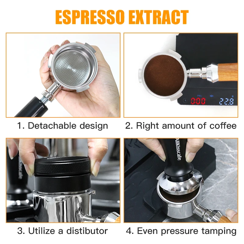 51mm Bottomless Portafilter with Reusable Filter Basket - Barista Espresso Machine Accessory