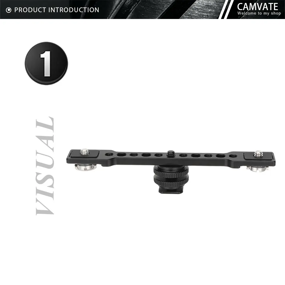 Double-ended 1/4"-20 Screw Mount Extension Bracket Cheese Bar Arm with Shoe Adap