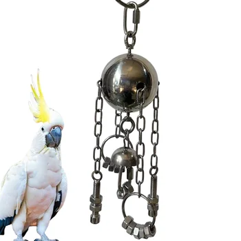 Stainless Steel Medium Large Parrots Gnaw Relieve Bell Toys Birds Chewing Hanging Swing Tearing Cage Toy 1