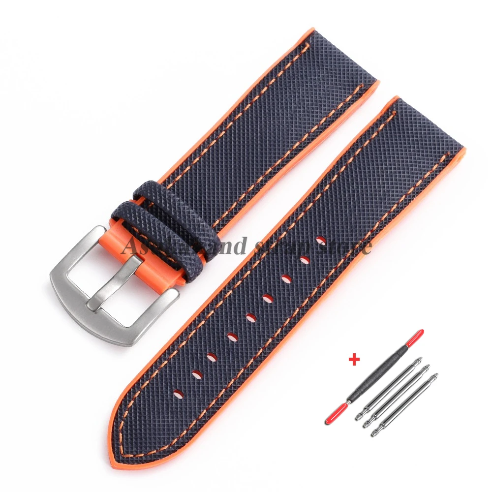 Bold Black and Orange Nylon Silicone Sports Wristband - Premium Men's Watch Strap