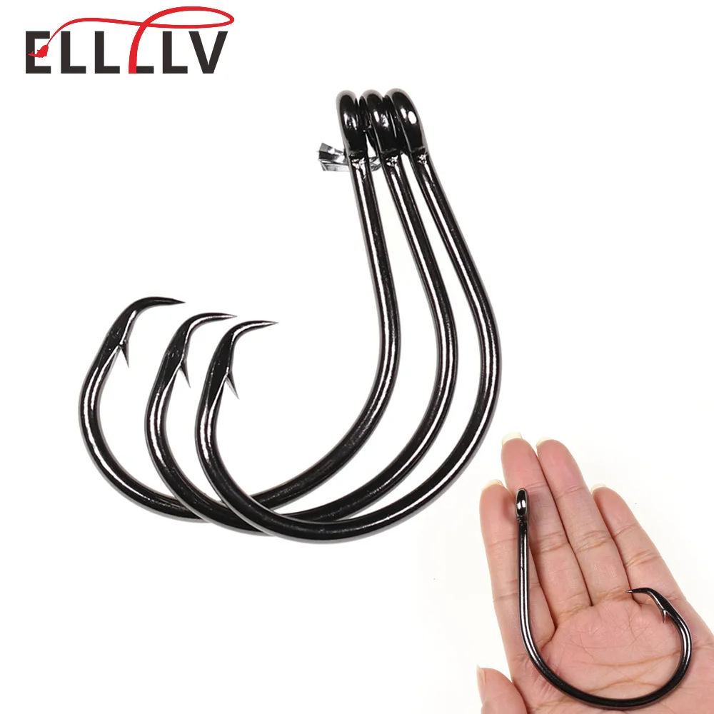 20/50PCS 3X Strong Wire Saltwater Fishing Circle Hook High Carbon Steel Big  Trolling Hook for Tuna Shark Boat Fishing 8/0 - 14/0