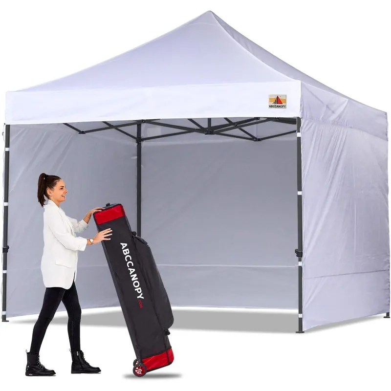 

ABCCANOPY Heavy Duty Ez Pop up Canopy Tent with Sidewalls 10x10, White, 120"L x 120"W x 132"H