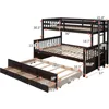 Twin Over Full Bunk Bed with Twin Size Trundle and 3 Storage Drawers, Solid Wood Bunk Bed Frame with Ladder, Children Beds 5