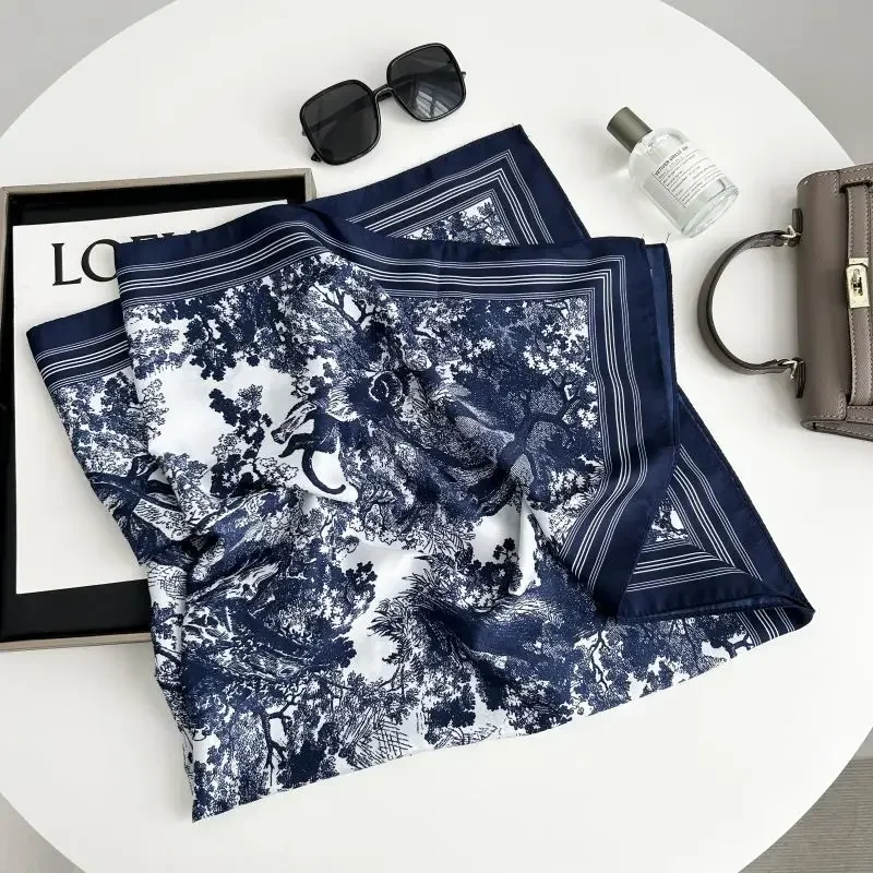 High-End Luxury Floral Print Silk Twill Scarf 3